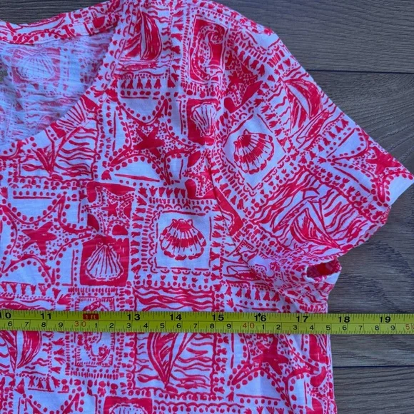 Lilly Pulitzer Small Seaside Harbour Print Short Sleeve Top Mizner Red - Picture 5 of 7